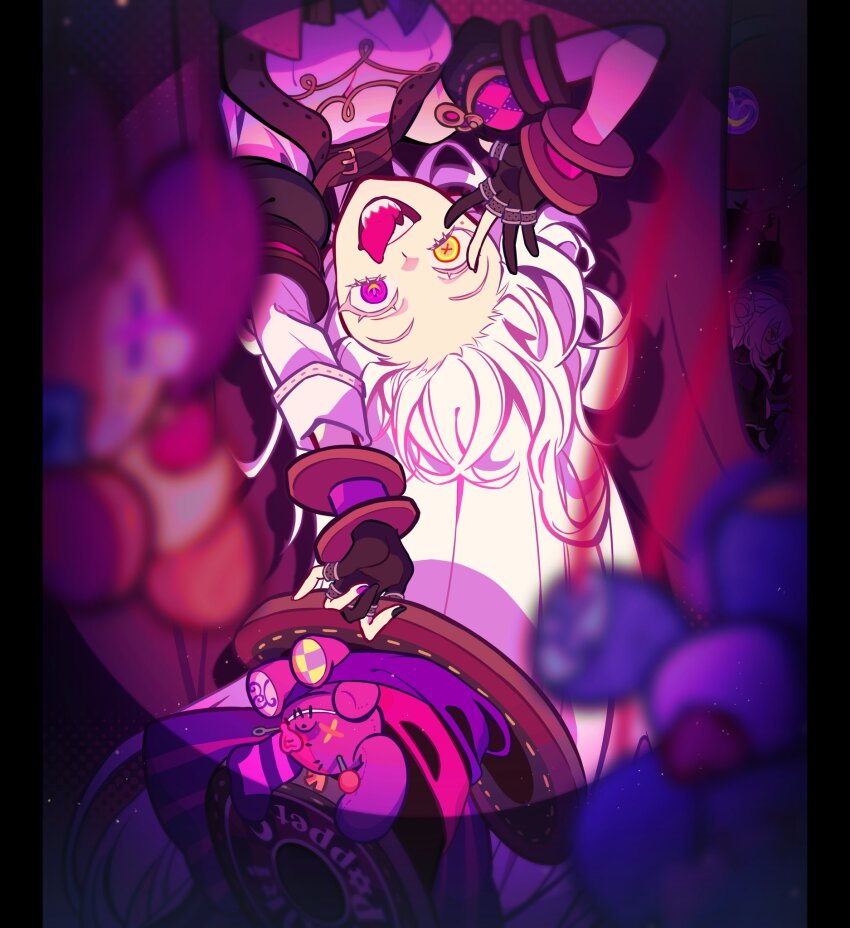 1girl, black_gloves, black_hat, breasts, d!ce, eyelashes, gloves, hat