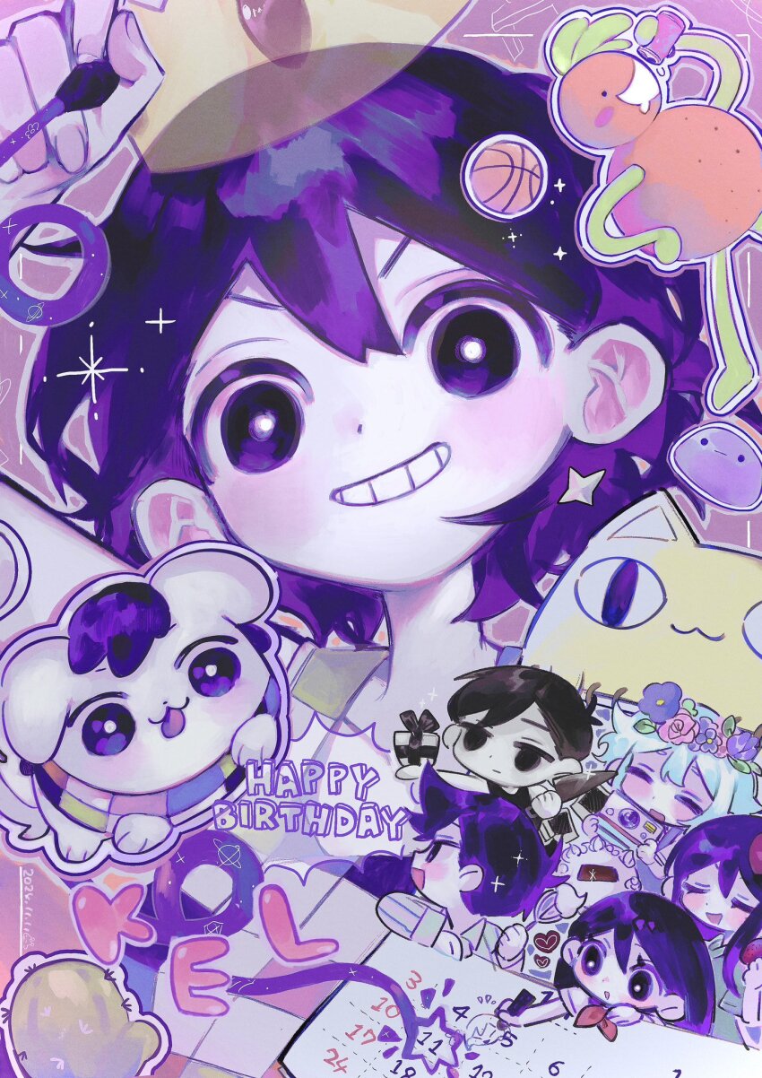 2girls, 4boys, animalization, aubrey_(headspace)_(omori), aubrey_(omori), ball, basil_(headspace)_(omori), basil_(omori)