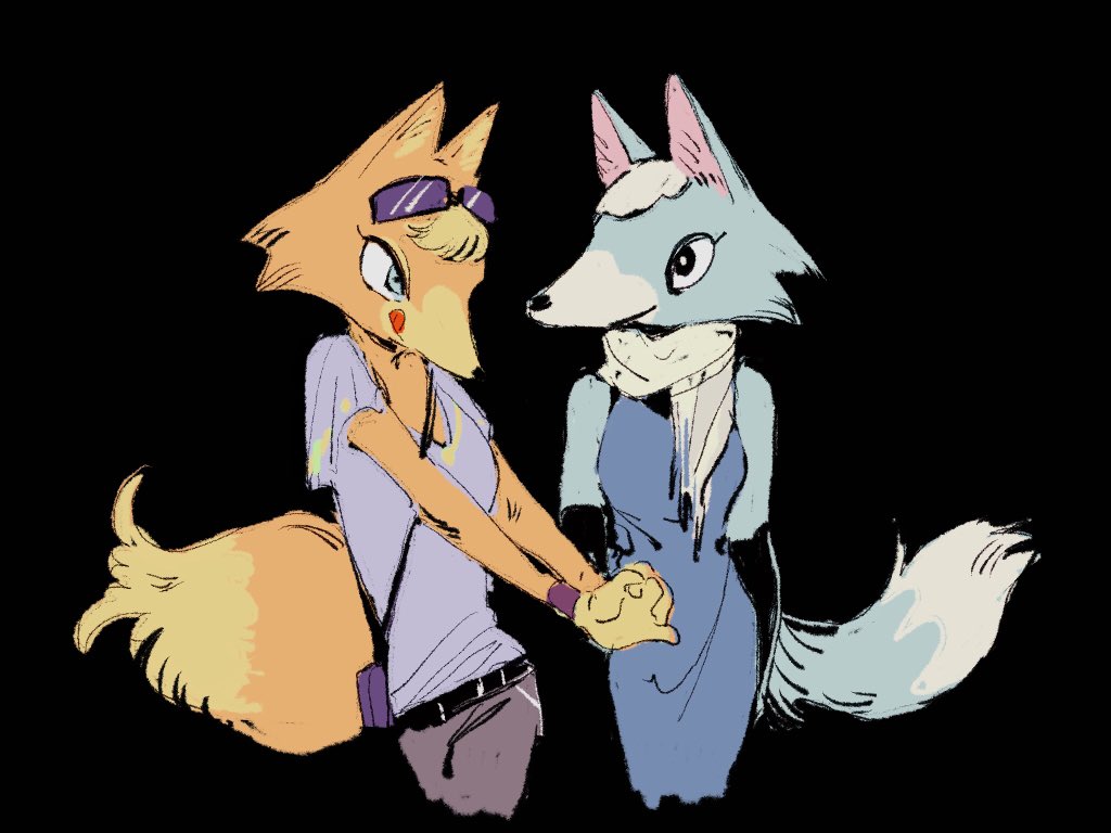 2girls, animal_crossing, animal_crossing:_new_horizons, audie_(animal_crossing), bag, belt, black_background, black_belt