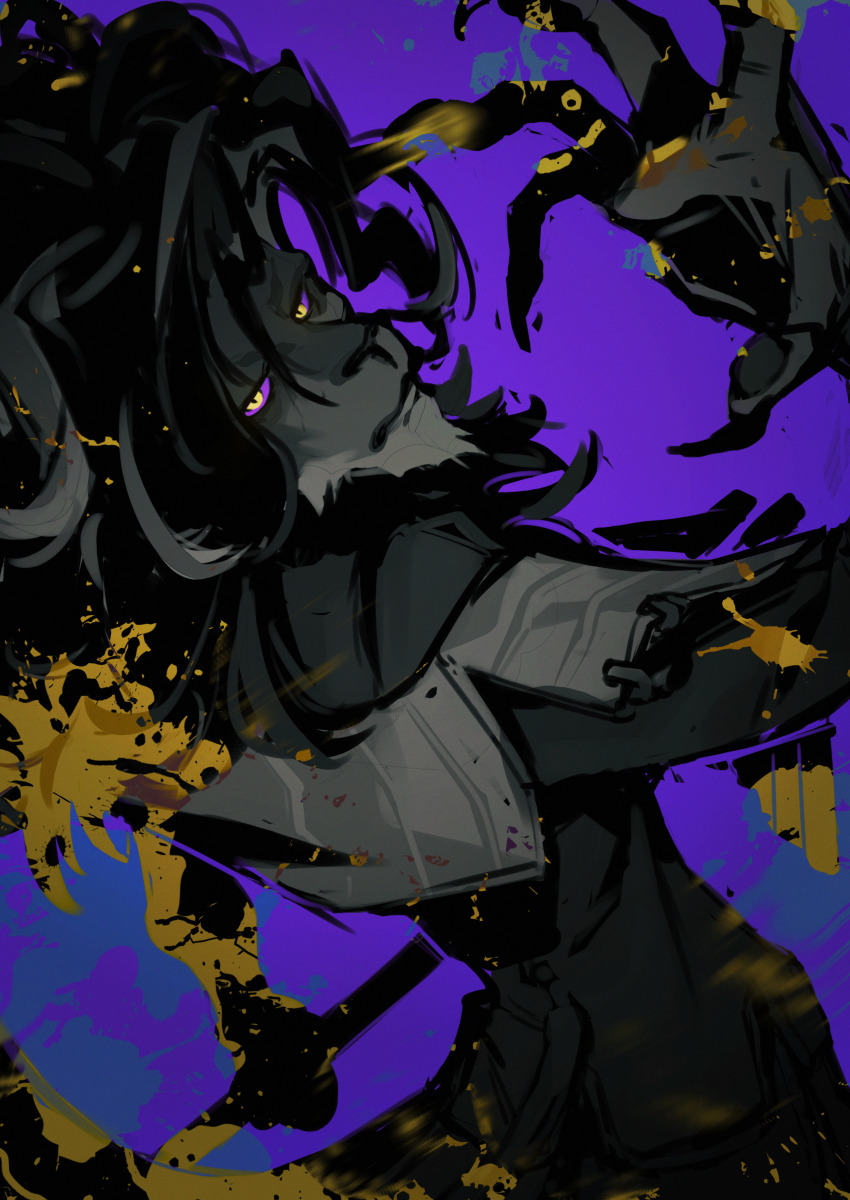 1boy, absurdres, alolin_(pazuzu)_(dislyte), from_behind, black_coat, black_fur, black_hair, animal_nose