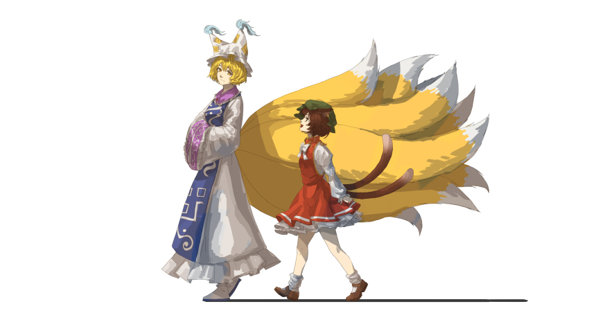 1010kman, 2girls, absurdres, arms_under_breasts, blonde_hair, blue_tabard, bow, bowtie