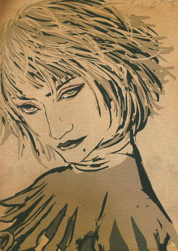 1girl, demon's_souls, executioner_miralda, female_focus, fromsoftware, mole, monochrome, official_art