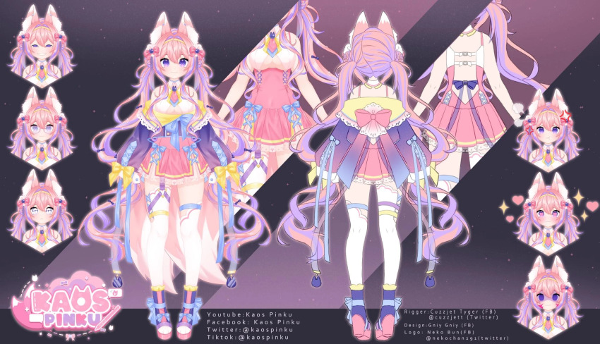 animal_ears, blue_bow, blue_bowtie, blue_ribbon, bow, bowtie, breasts, reference_sheet