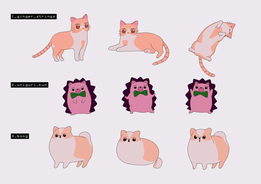 animal_focus, arms_up, black_eyes, black_outline, bong_(zutomayo), bow, brown_cat, brown_fur