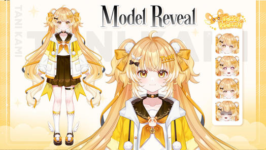blonde_hair, bow, bowtie, brown_sailor_collar, reference_sheet, multiple_expressions, hair_ornament, long_hair