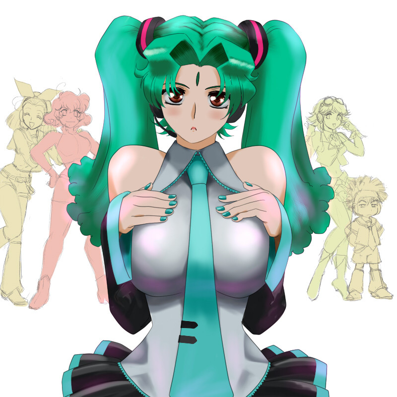 breasts, brown_eyes, closed_mouth, corrector_anty, corrector_eco, corrector_rescue, corrector_yui, cosplay