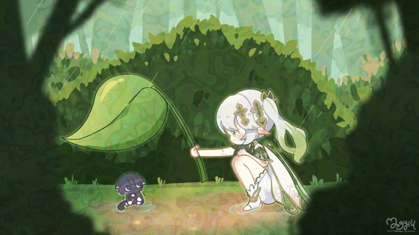 1girl, black_cat, bloomers, blush, bright_pupils, bush, cat, closed_mouth