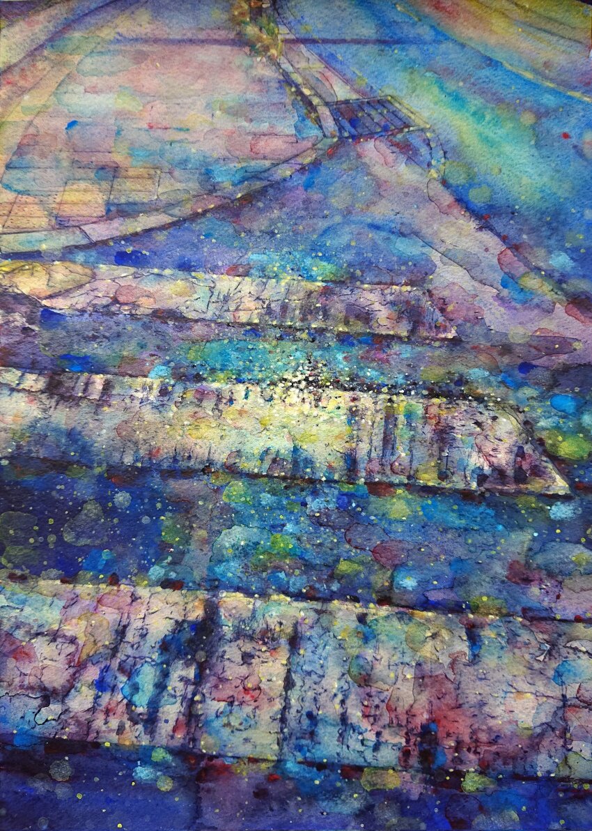 absurdres, crosswalk, day, from_above, highres, jobanni, no_humans, original