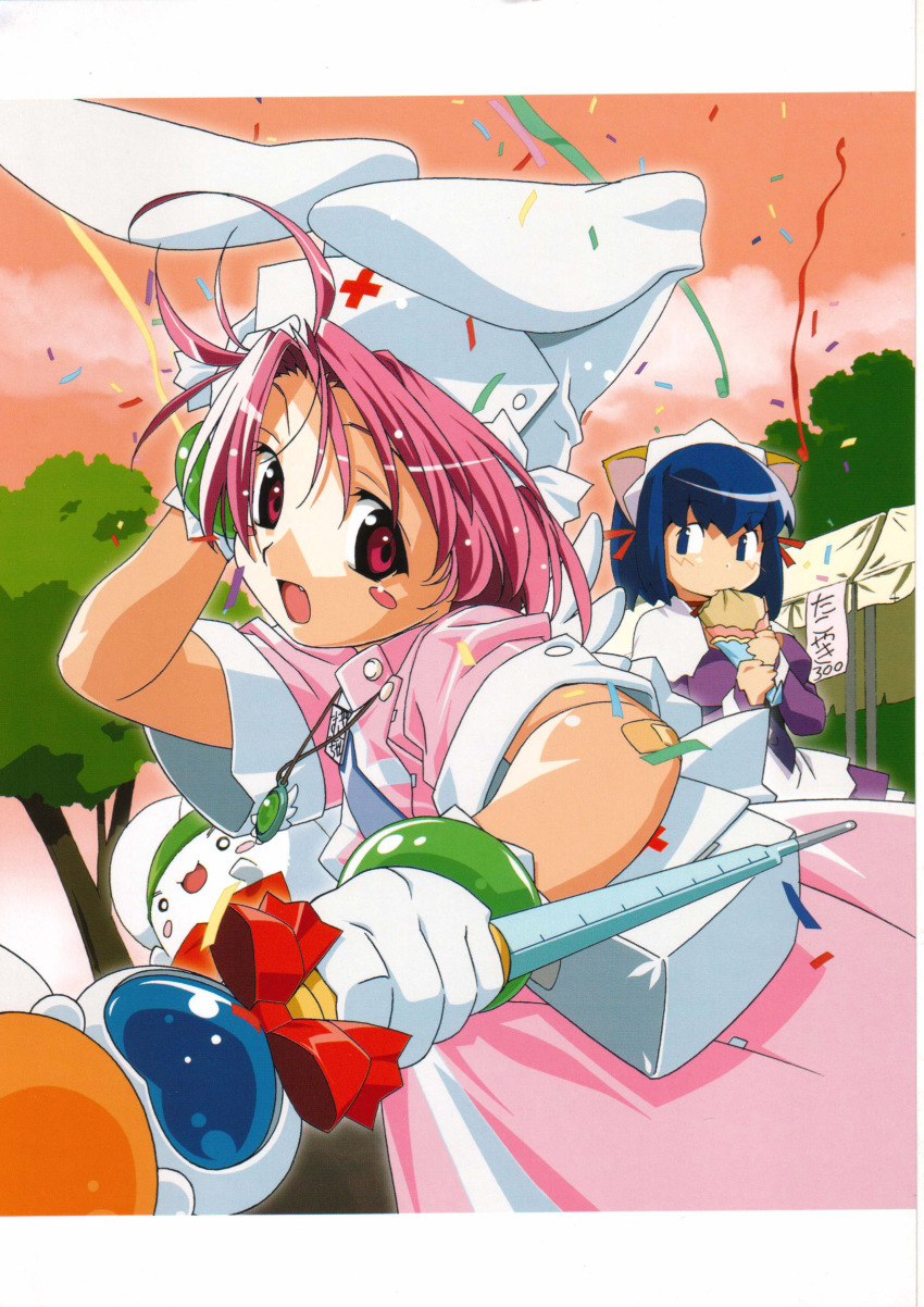 00s, absurdres, animal_ears, bandaid, blush, rabbit_ears, highres, kokubunji_koyori