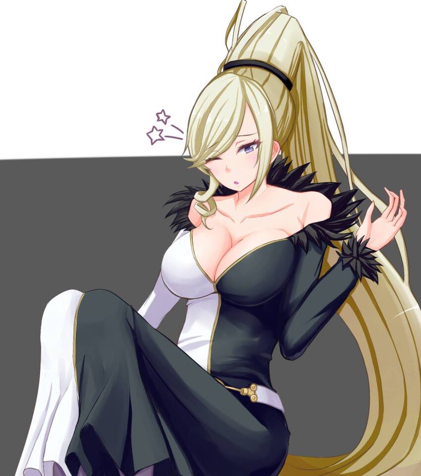 1girl, 22806, absurdly_long_hair, bad_id, bad_twitter_id, bare_shoulders, blonde_hair, breasts