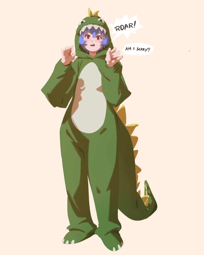 1girl, :o, absurdres, alternate_costume, animal_hood, ayanami_rei, blue_hair, blush