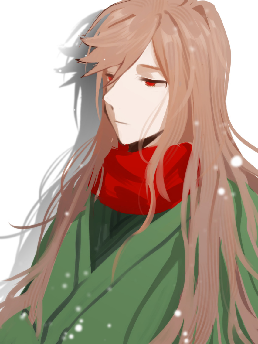 1boy, alternate_costume, alternate_hair_length, alternate_hairstyle, brown_hair, closed_mouth, commentary_request, expressionless