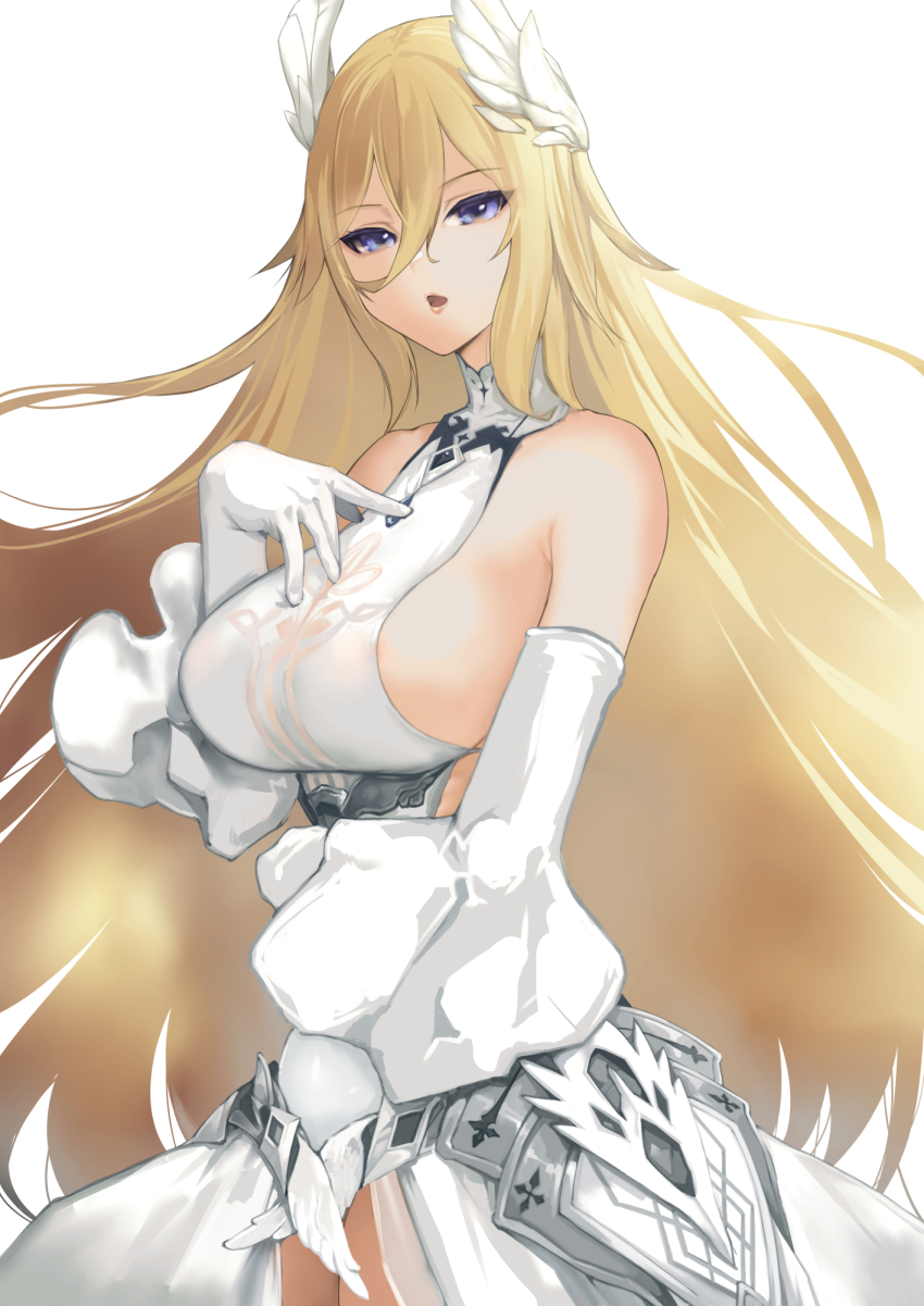 1girl, 27-nichi, armor, azur_lane, bare_shoulders, bayard_(azur_lane), blonde_hair, blue_eyes