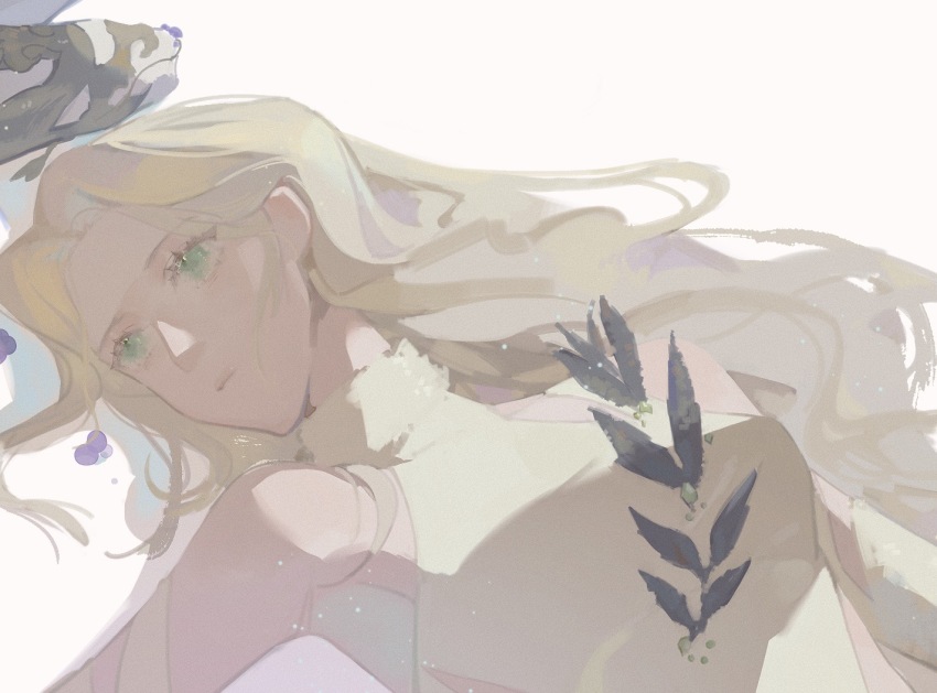 1girl, athletic_leotard, bare_shoulders, blonde_hair, breasts, caroline_bartley, cropped, detached_sleeves