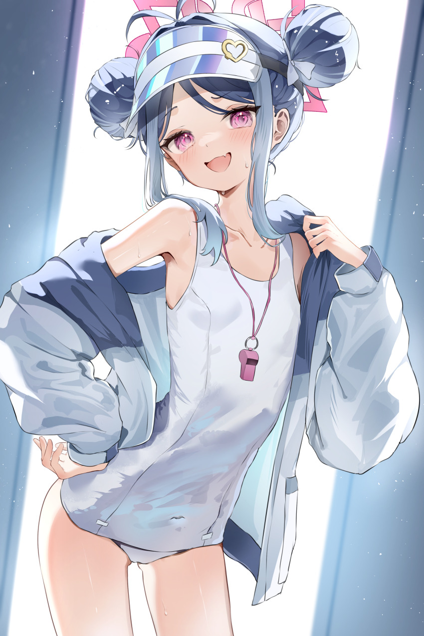 1girl, absurdres, antenna_hair, armpits, bare_legs, blue_archive, blue_hair, blush
