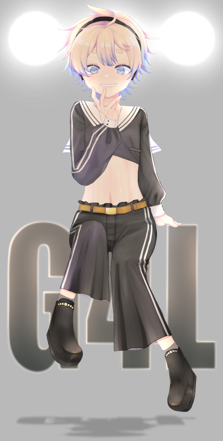 1boy, absurdres, ahoge, blonde_hair, blue_eyes, blue_hair, blush, g4l_(song)