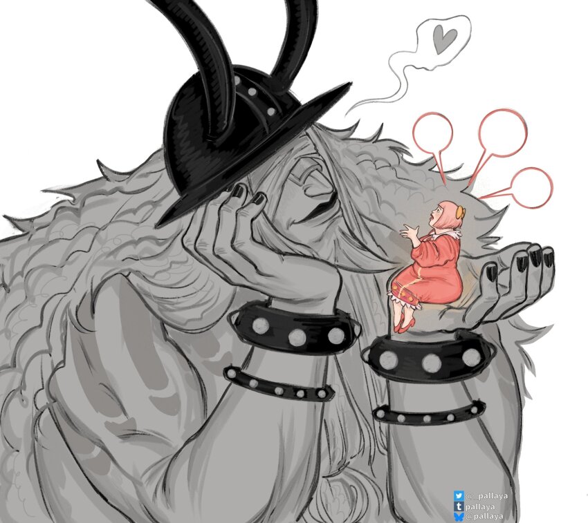 1boy, 1girl, armlet, bandages, bandages_over_eyes, black_nails, bow, carrying