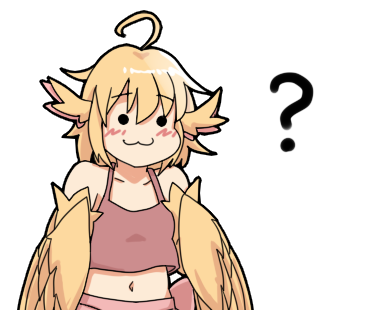 1girl, :3, ?, animal_ears, bird_ears, brown_camisole, camisole, commentary_request