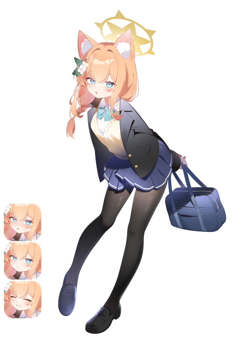 1girl, absurdres, alternate_costume, animal_ear_fluff, animal_ears, aoitsuki, arms_behind_back, bag