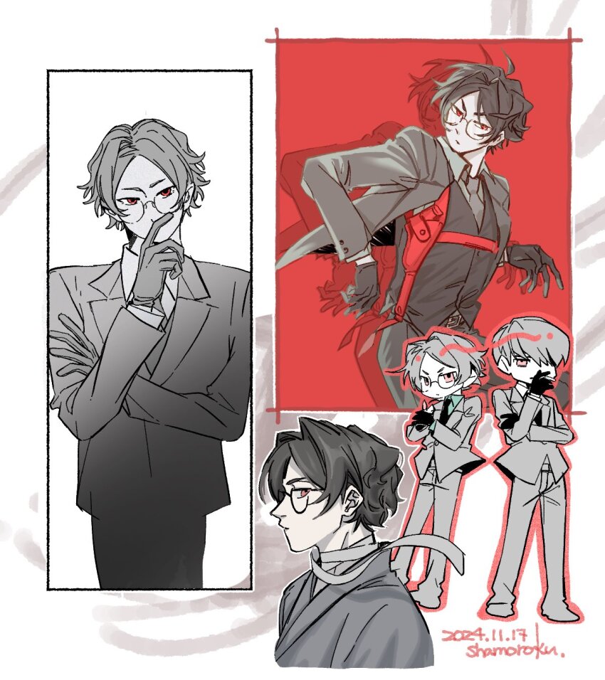 2024, 2boys, ahoge, aomi_(ooe), artist_name, bandaged_neck, bandages, belt