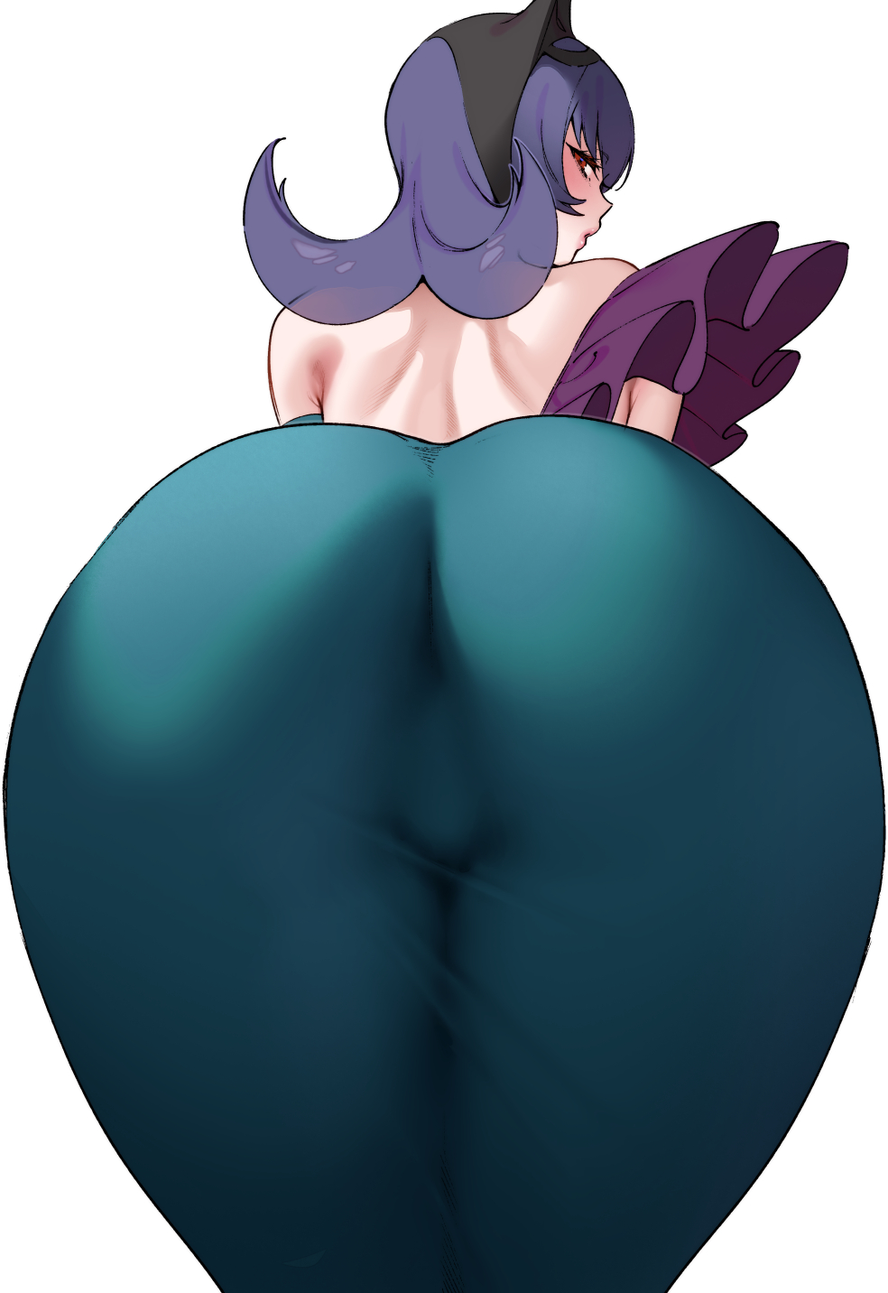 1girl, aqua_dress, ass, ass_focus, back, backless_dress, backless_outfit, bare_shoulders