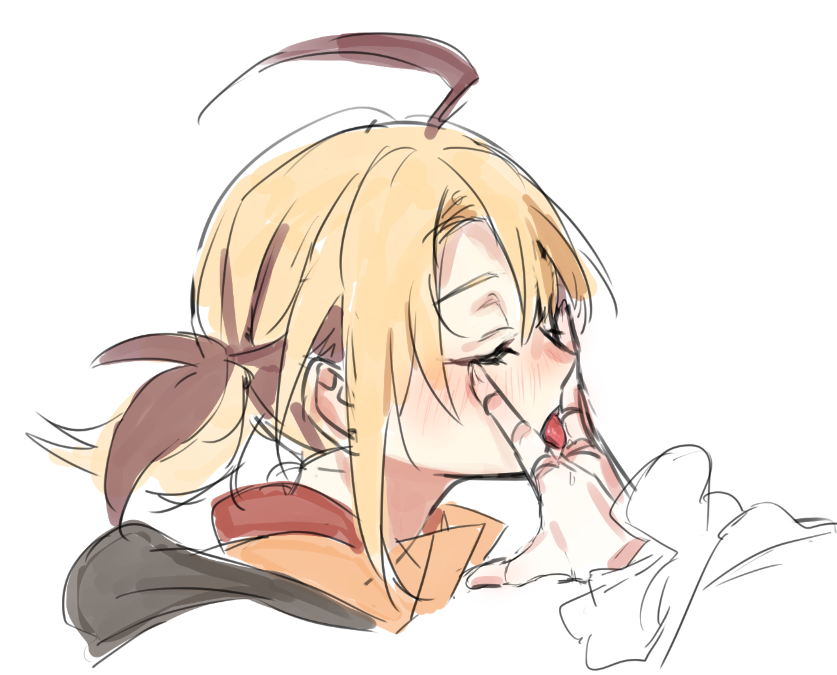 2girls, ahoge, blonde_hair, blush, brown_hair, cecilia_immergreen, closed_eyes, commentary_request, gigi_murin, h3liveh3, hololive, hololive_english, korean_commentary, licking, licking_another's_finger, licking_finger, long_sleeves, multicolored_hair, multiple_girls, saliva, saliva_on_hand, short_hair, short_twintails, streaked_hair, tongue, tongue_out, twintails, two-tone_hair, virtual_youtuber, yuri