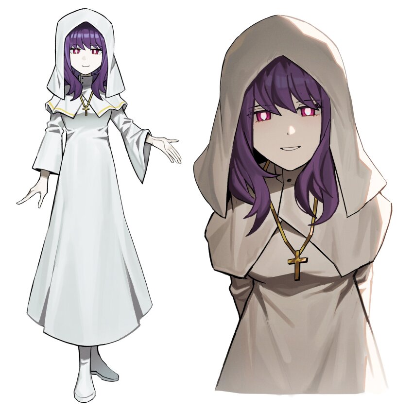 1girl, arms_behind_back, asdf1211950, black_souls, blush, breasts, bright_pupils, catherine_(black_souls)