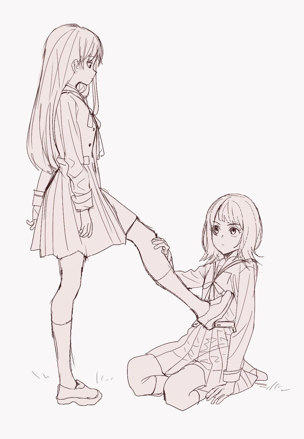 2girls, bang_dream!, bang_dream!_it's_mygo!!!!!, bilingual_commentary, bub_bub20, closed_mouth, commentary, dress