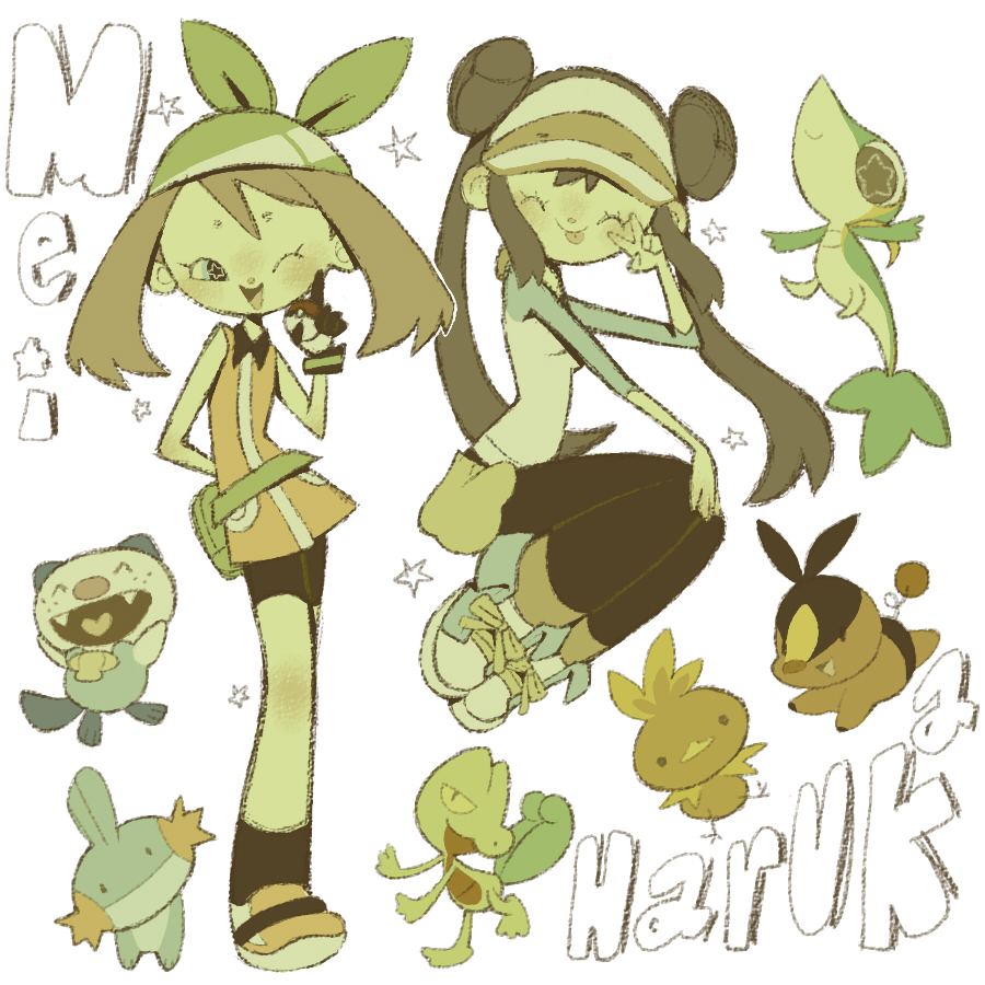 2girls, ^_^, bandana, bike_shorts, black_pants, black_shorts, black_socks, blue_eyes