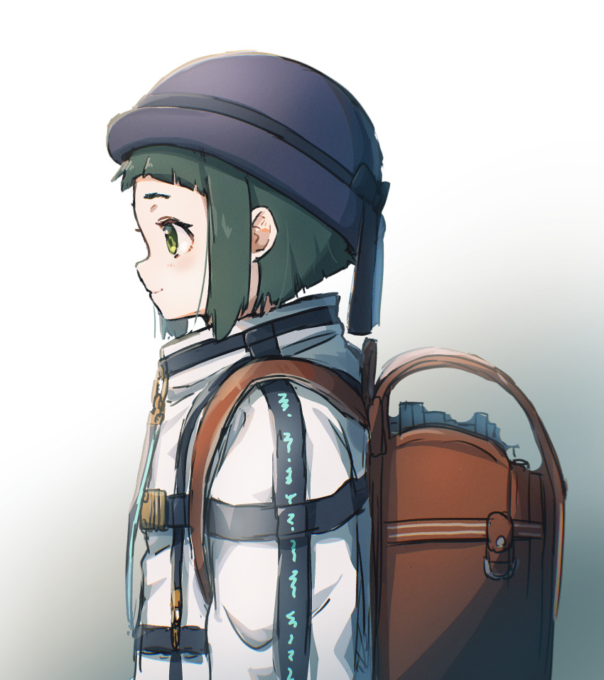absurdres, backpack, bag, belt, bob_cut, chest_belt, curry_milks, gradient_background