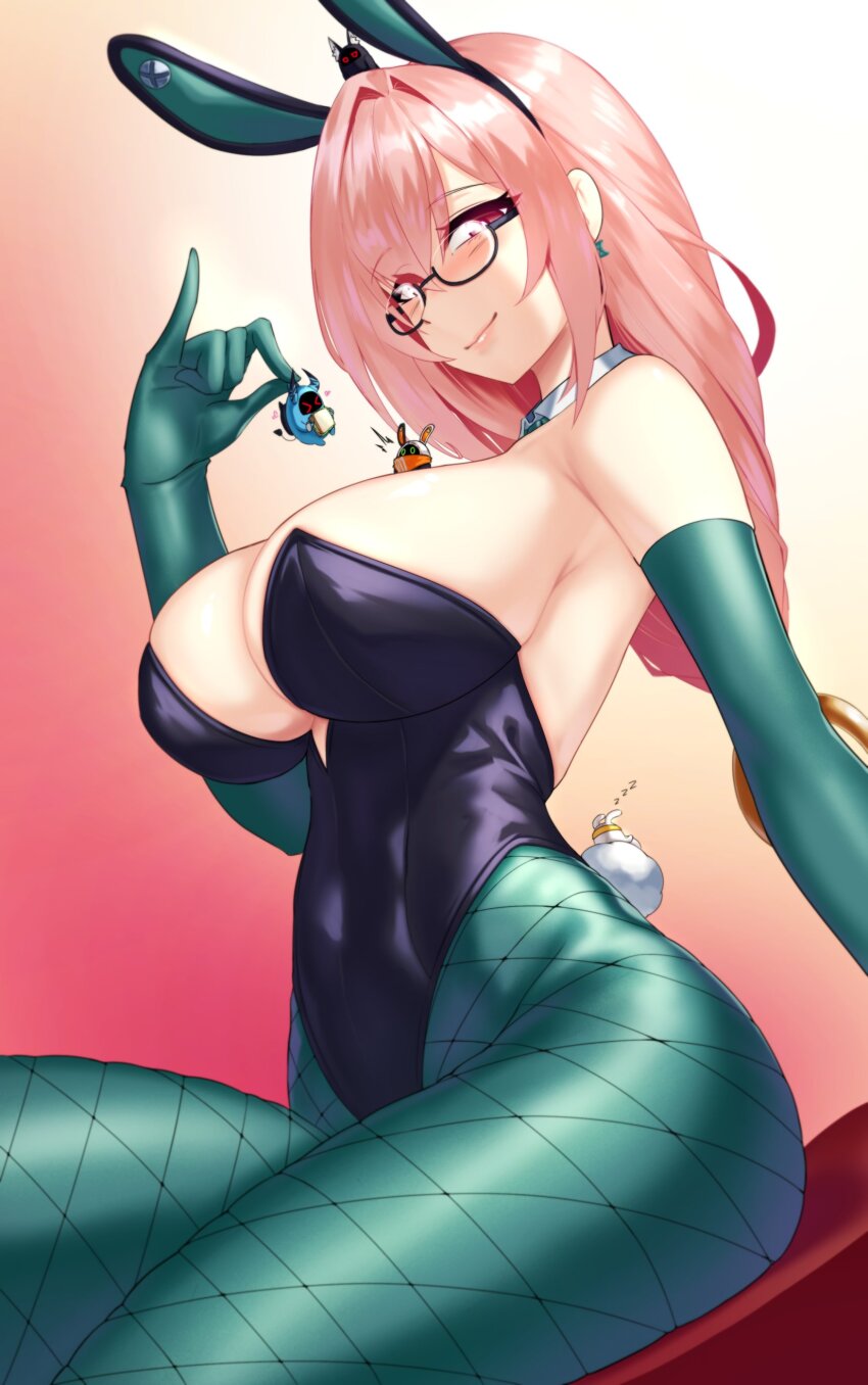 absurdres, alternate_costume, animal_ears, asaba_harumasa, asaboo_(zenless_zone_zero), breasts, cleavage, closed_mouth
