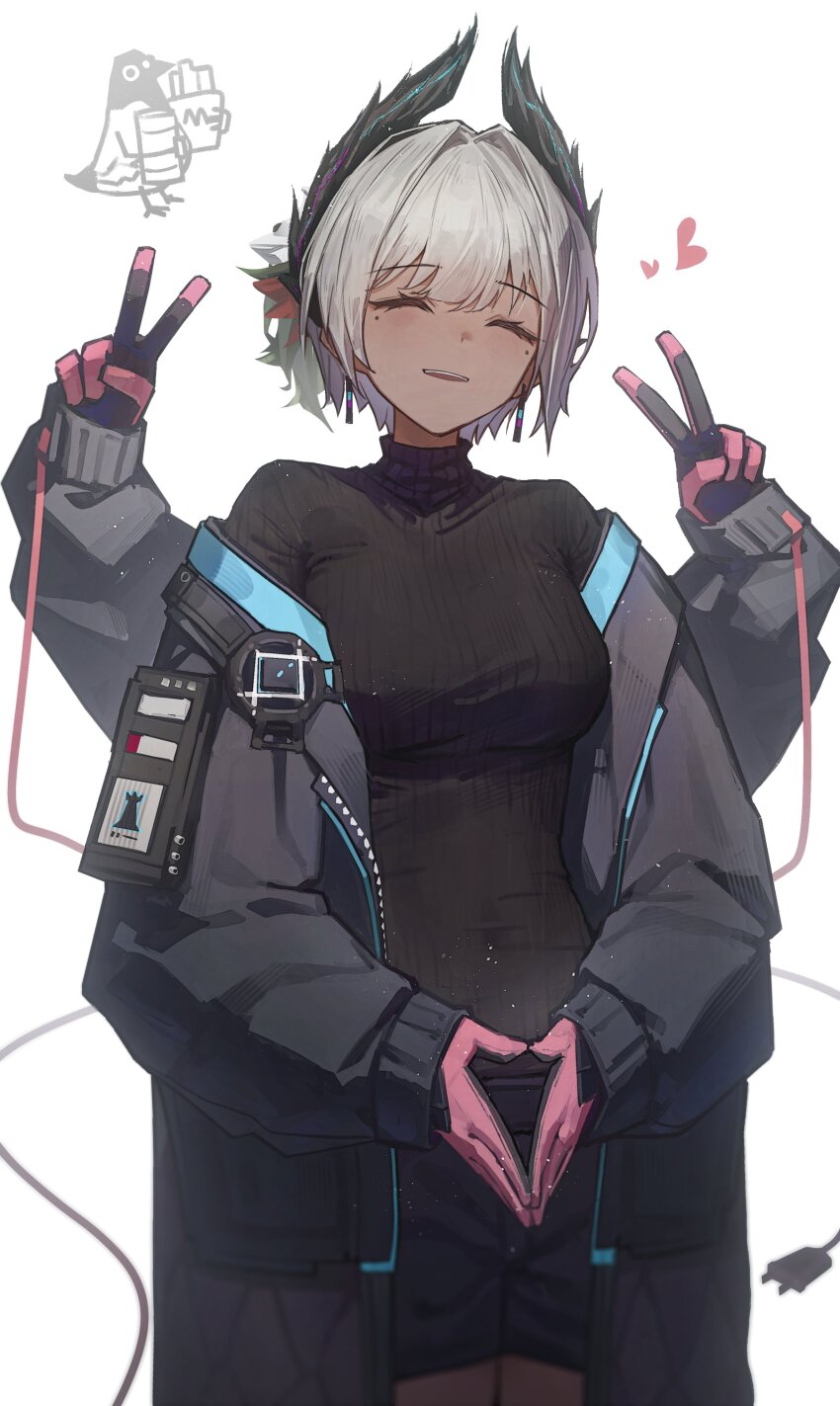 1girl, absurdres, arknights, bird_girl, black_feathers, blush, breasts, cable