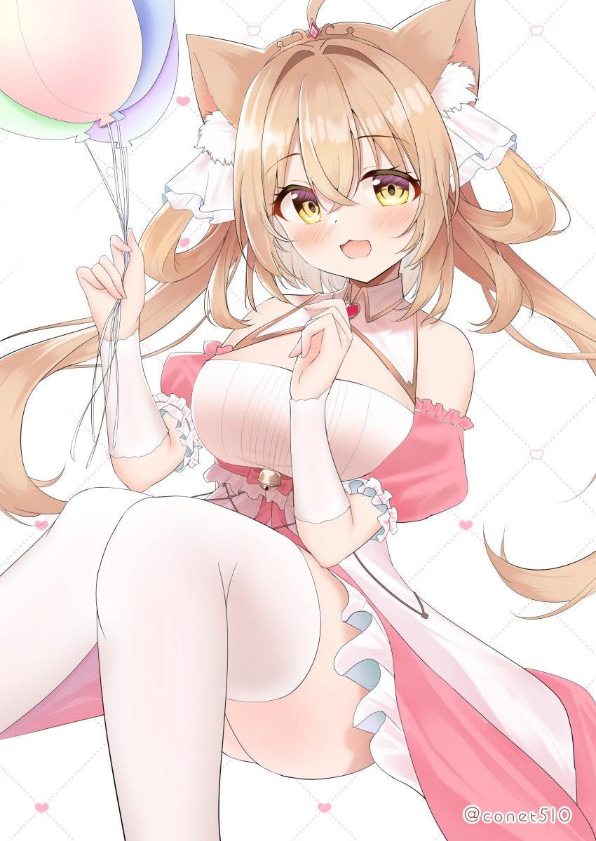 1girl, absurdres, ahoge, animal_ear_fluff, animal_ears, artist_name, azur_lane, balloon