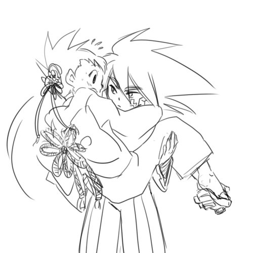 2boys, blush, capcom, carrying, child, dress, embarrassed, feet