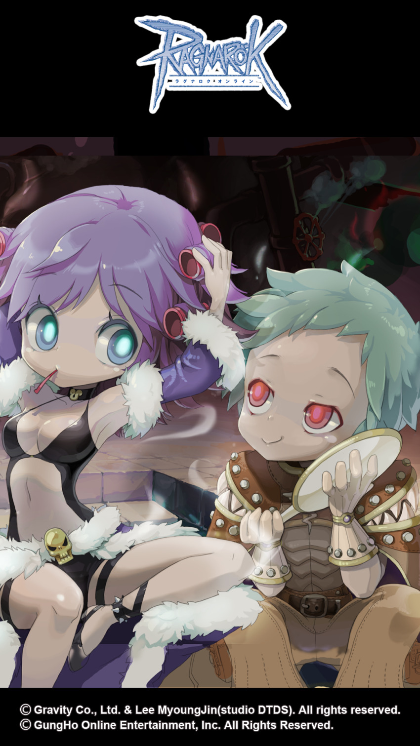 1boy, 1girl, armpits, aura, belt, bibibic, bio_lab, black_choker