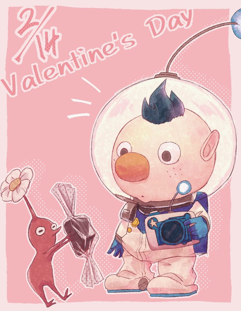 1boy, :o, alph_(pikmin), backpack, bag, large_nose, black_eyes, blue_bag