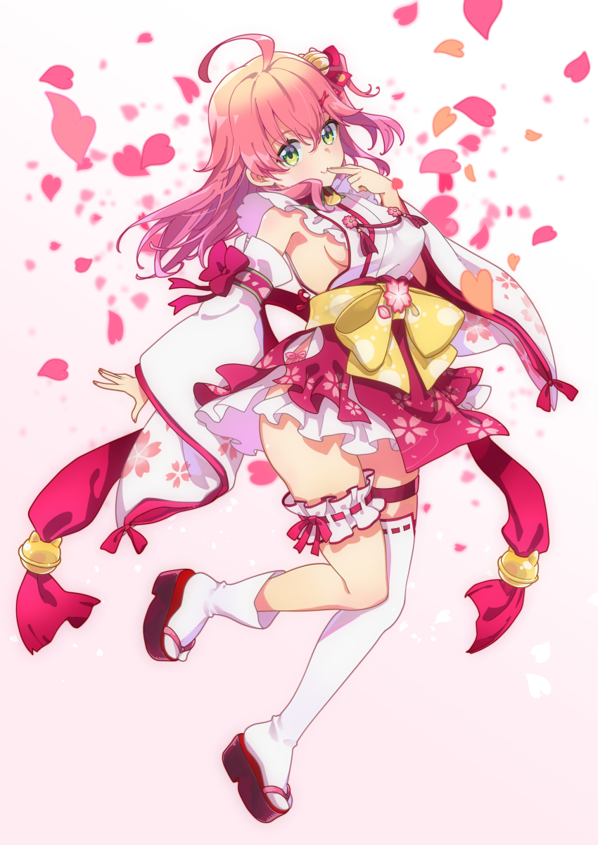 1girl, :3, absurdres, ahoge, akitsu_mikami, bell, blurry, blurry_background