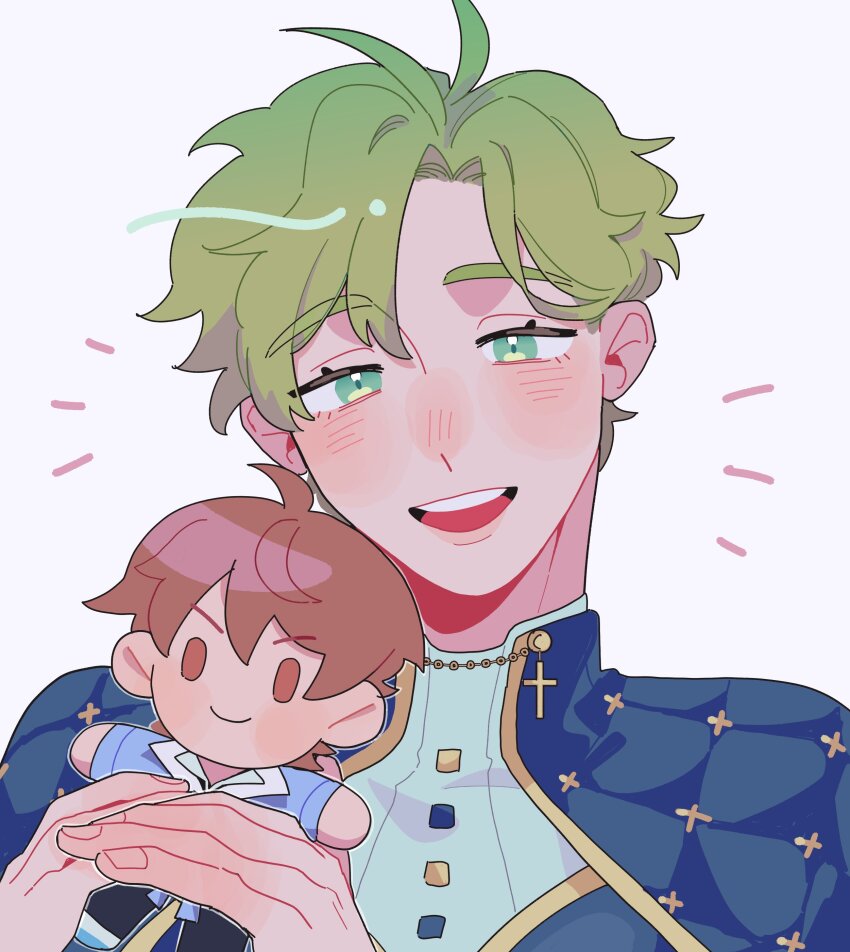 1boy, absurdres, blush, character_doll, chinese_commentary, commentary_request, doll, eiden_(nu_carnival)