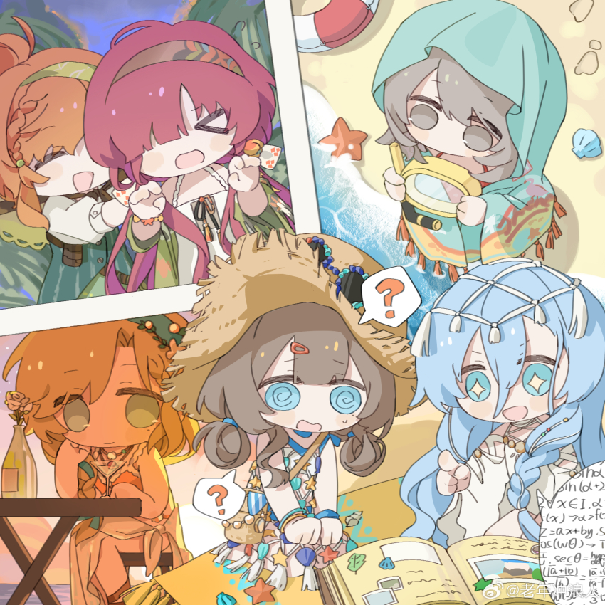 >_<, +_+, 37_(down_in_the_grotto)_(reverse:1999), 37_(reverse:1999), 6+girls, :d, ?, @_@