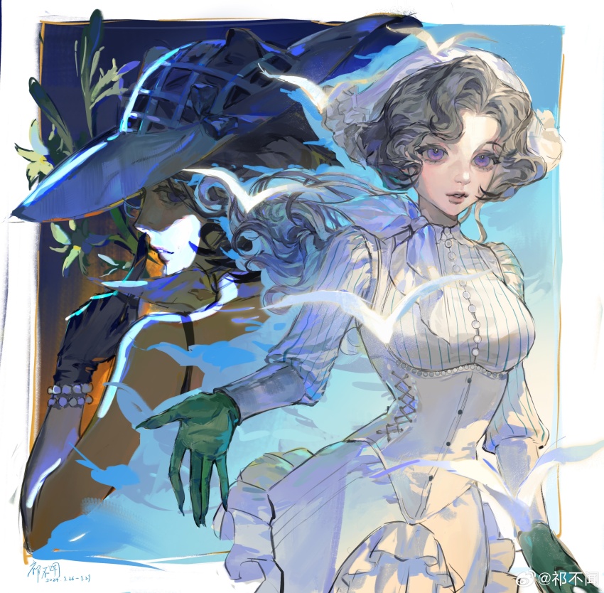 1girl, absurdres, anjo_nala, backlighting, bare_shoulders, black_gloves, black_hair, blue_background