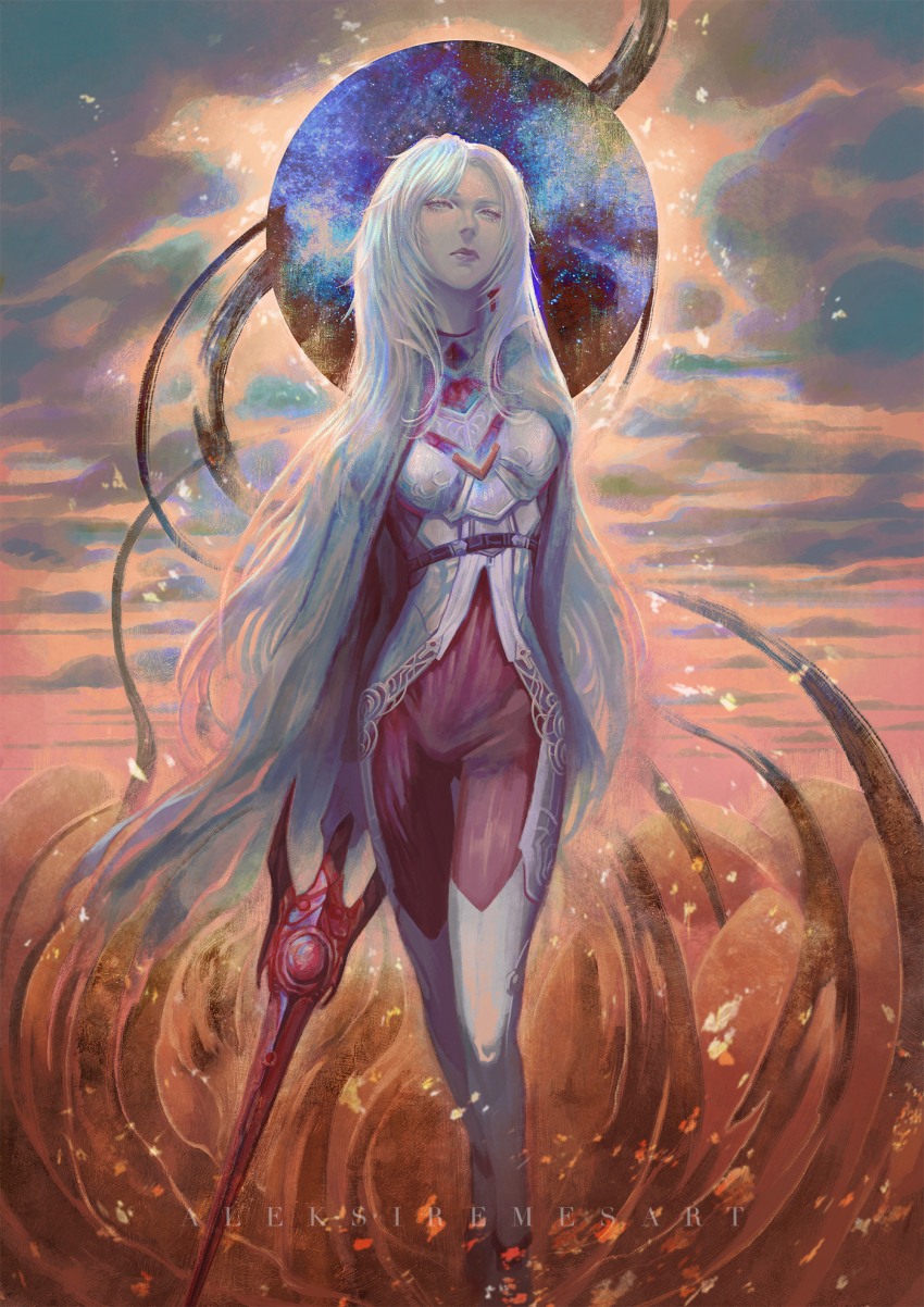 1girl, a_(xenoblade), aleksi_remes, armor, artist_name, blue_eyes, breasts, chest_jewel