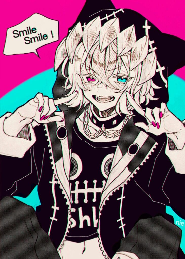 1boy, animal_collar, animal_ear_hood, animal_ears, artist_name, blue_background, blue_eyes, cat_ears