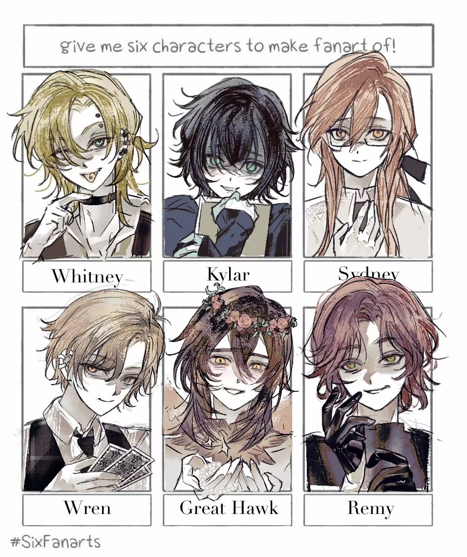 6+boys, black_bow, black_collar, black_gloves, black_hair, black_hoodie, black_necktie, black_vest