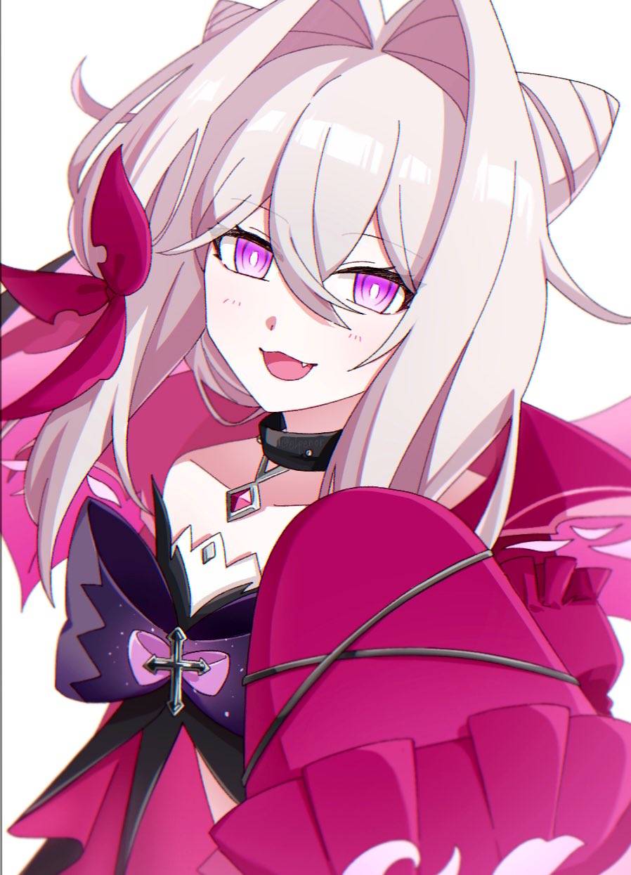 1girl, bow, bright_pupils, chest_bow, commentary, cone_hair_bun, double_bun, eipenor