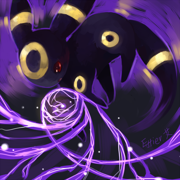 animal_focus, artist_name, colored_sclera, commentary, dark_pulse_(pokemon), effier_kyo, gen_2_pokemon, nintendo, no_humans, open_mouth, pokemon, pokemon_(creature), red_eyes, red_sclera, solo, tail, umbreon
