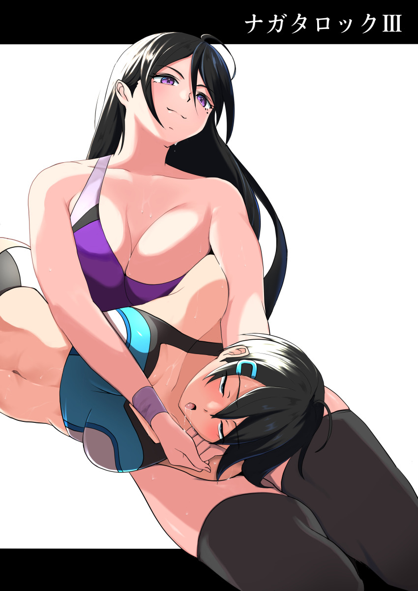 28adg, 2girls, absurdres, blue_eyes, breasts, cleavage, fujisawa_hitomi, hair_between_eyes