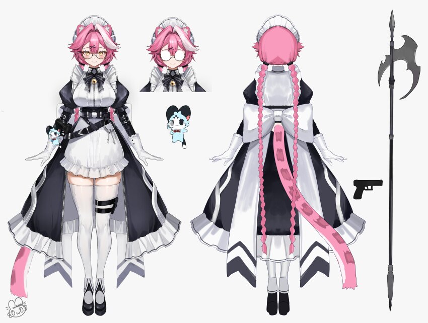 1girl, absurdres, alternate_costume, alternate_hairstyle, animal_ear_fluff, animal_ears, apron, black_dress