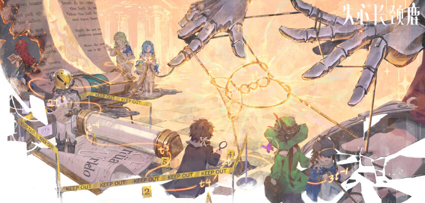 !, 210_(reverse:1999), 37_(reverse:1999), 4boys, 5girls, 6_(reverse:1999), ancient_greek_clothes, arm_up