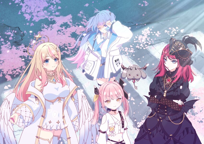 1other, 4girls, akatsuki_hotaru, hestia_happiness, highres, multiple_girls, nail_polish, okamoto_nagi