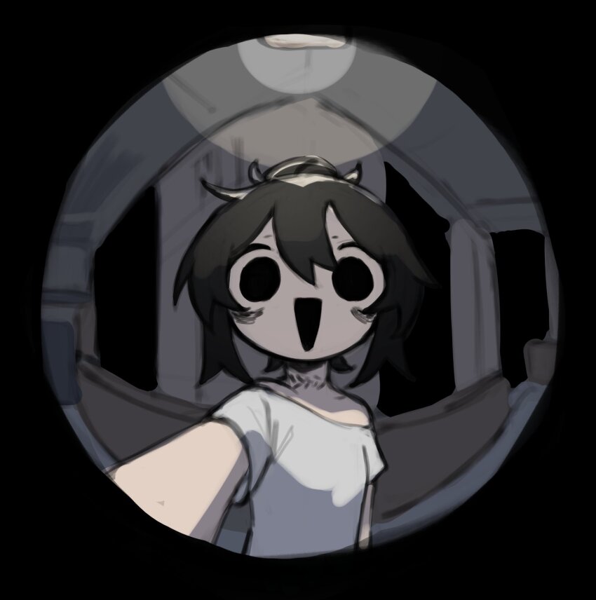 1girl, black_eyes, black_hair, black_mouth, highres, looking_at_viewer, open_mouth, original